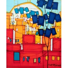 Salman Farooqi, 16 x 20 Inch, Acrylic on Canvas, Cityscape Painting, AC-SF-637